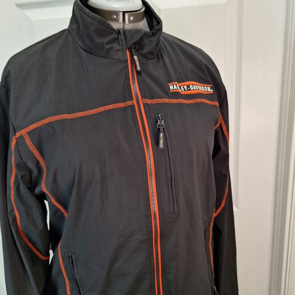 Harley-Davidson Men's Black Jacket with Orange Accents - Picture 7 of 11